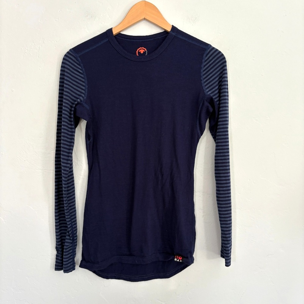 Isobaa Merino Wool Sweater Top Women Size Small Blue Pullover Long Sleeve